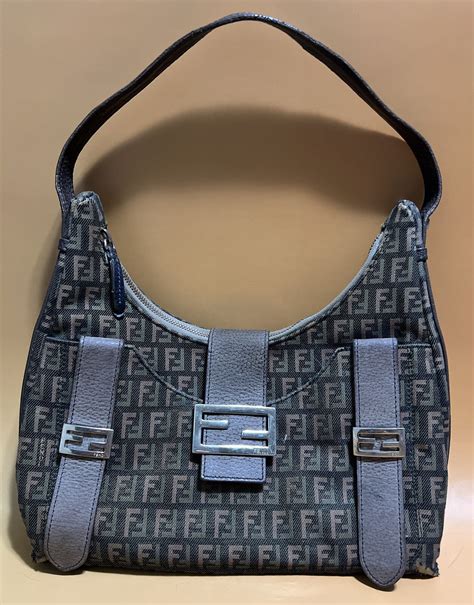 Fendi Leather Trimmed Zucchino Hobo 